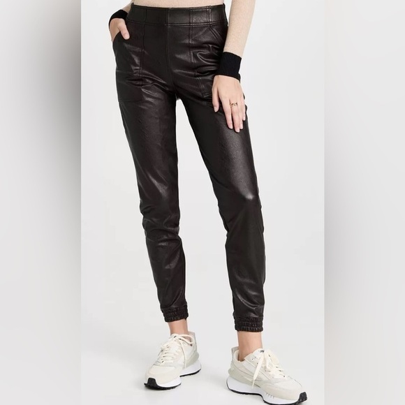 Spanx Leather-Like Jogger Pant Black Faux Leather Pocket High Waist 20283R - Picture 14 of 14